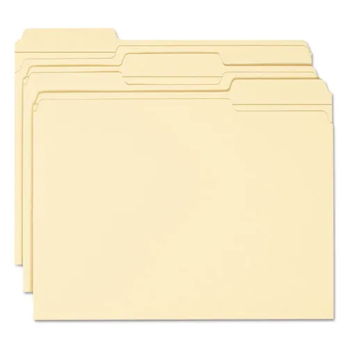 100% Recycled Reinforced Top Tab File Folders, 1-3-cut Tabs, Letter Size, Manila, 100-box