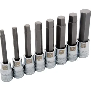 1/2" Drive 8pc Long SAE Hex Socket Set, 1/4" - 3/4"