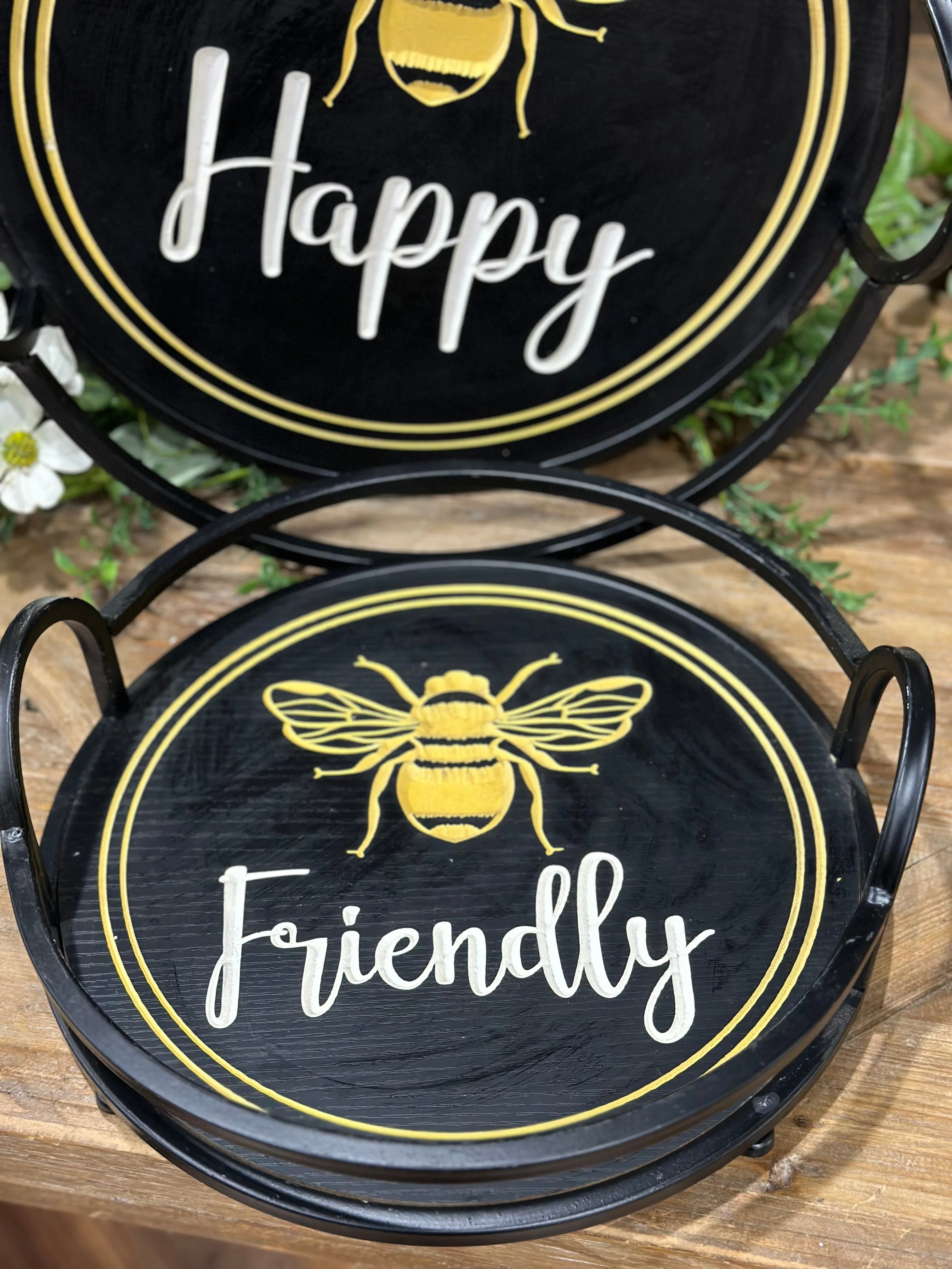 16”-13” Round Bee Trays Set of 2