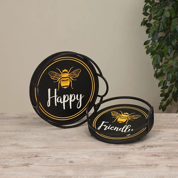 16”-13” Round Bee Trays Set of 2