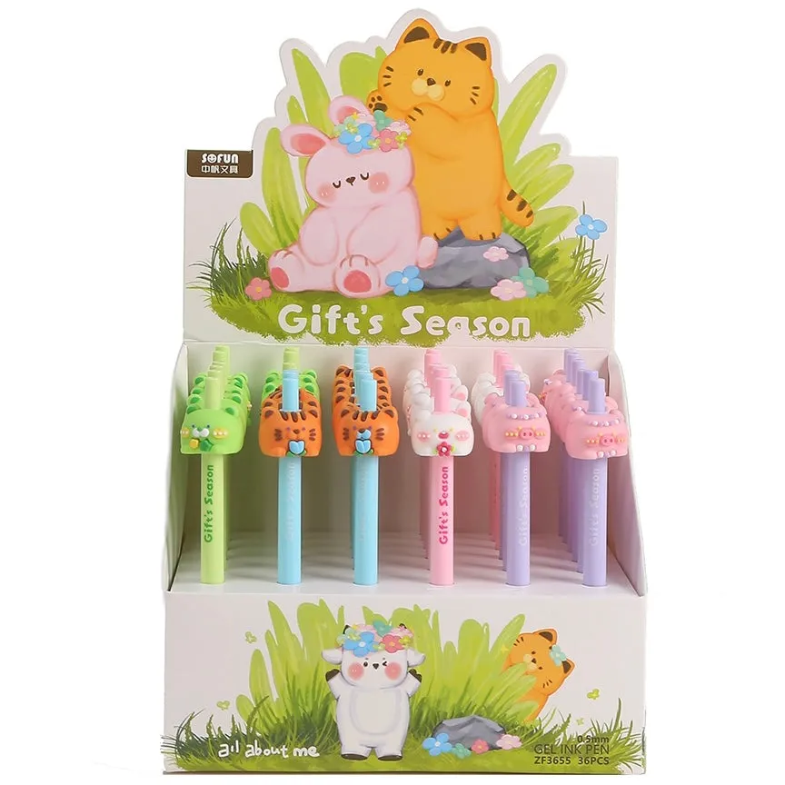 22603 ANIMALS GIFT SEASON RETRACTABLE GEL PEN-36