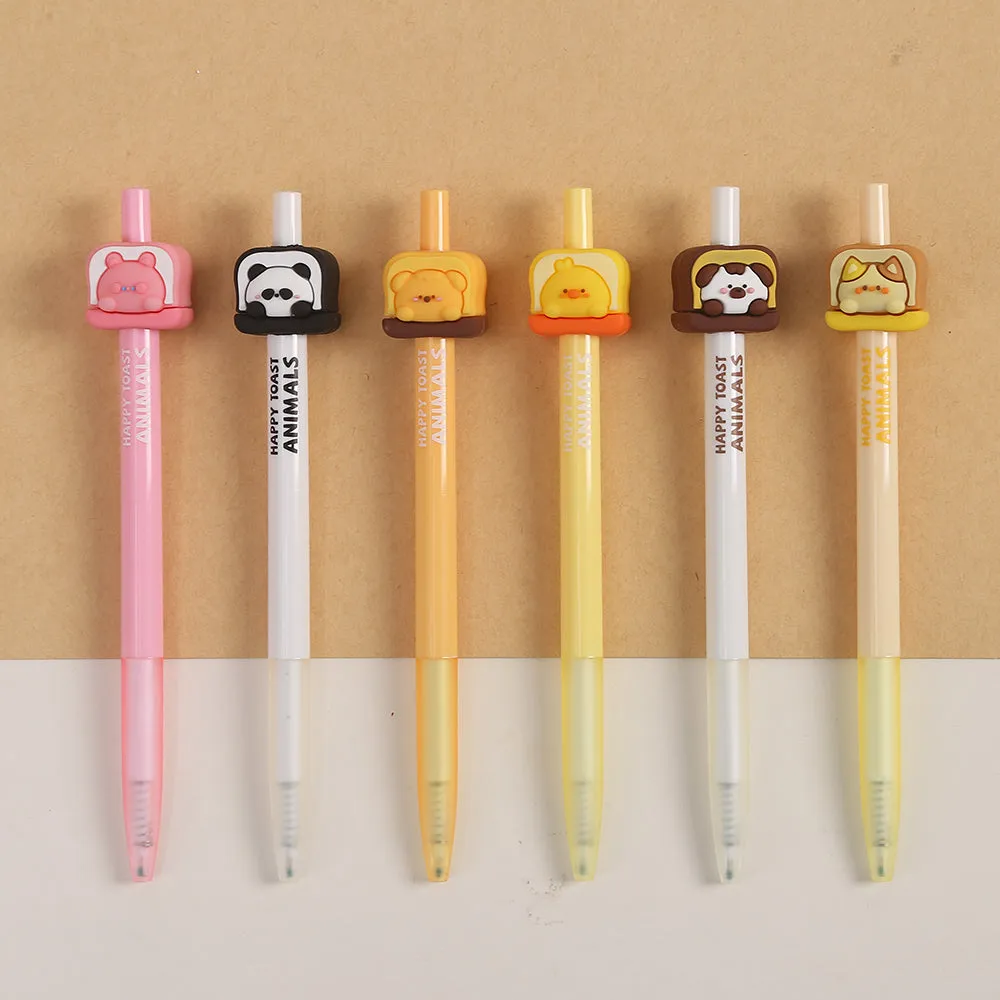 22605 HAPPY TOAST ANIIMALS RETRACTABLE GEL PEN-36