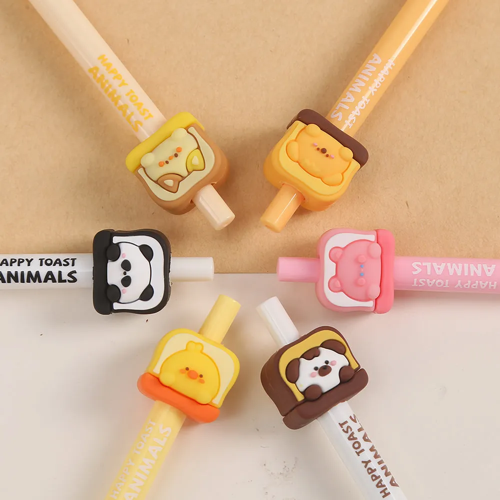 22605 HAPPY TOAST ANIIMALS RETRACTABLE GEL PEN-36