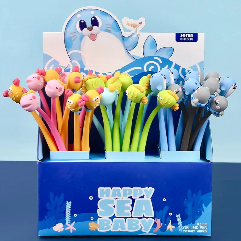 22624 HAPPY SEA ANIMALS GEL PEN-48