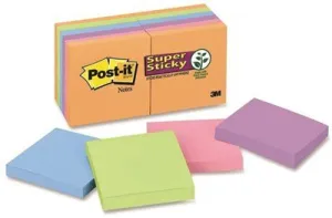 3M Super Sticky Notes' 3 X 3' Five Neon Colors' 12 90-Sheet Pads/Pack