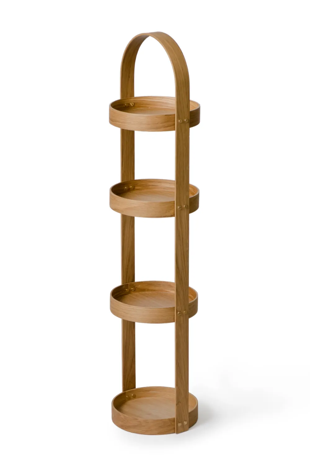 4 Tray Round Oak Storage Caddy | Wireworks Mezza