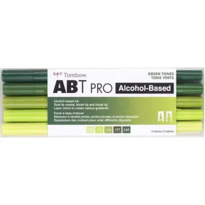 ABT PRO Brush Marker Set of 5 Color Green Tones