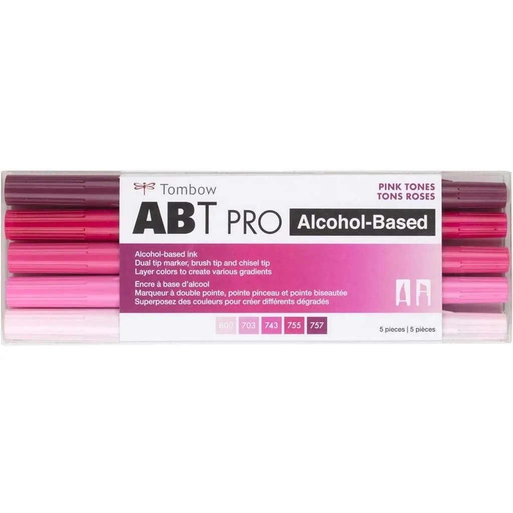 ABT PRO Brush Marker Set of 5 Color Pink Tones