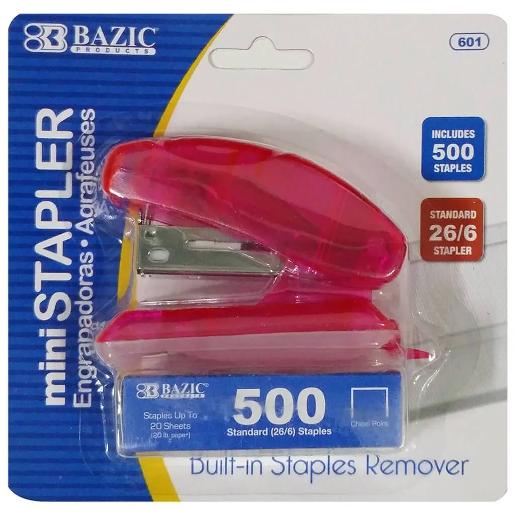 Bazic Mini Standard Stapler with 500ct Staples