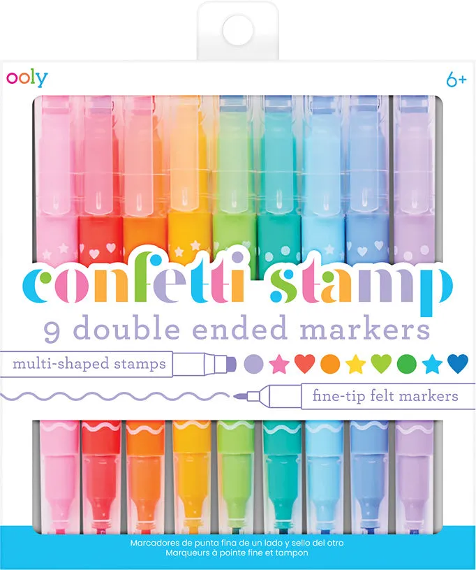 Confetti Stamp Double-Ended Markers - Set of 9