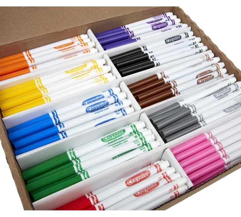 Crayola Non-Washable Fine Line Markers Classpack, 10 Colors, 200 Count (Crayola)