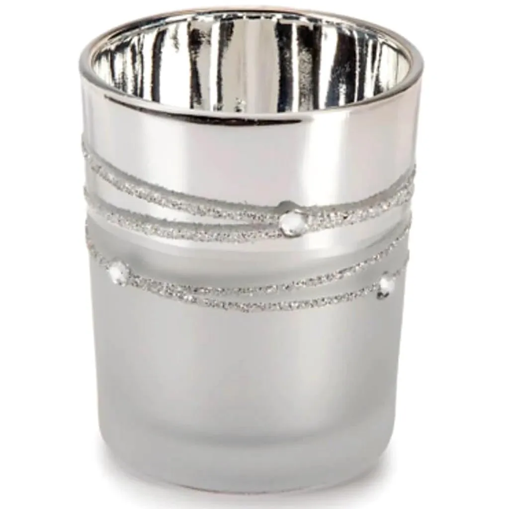 David Tutera Glass Votives Silver Plated with Rhinestones