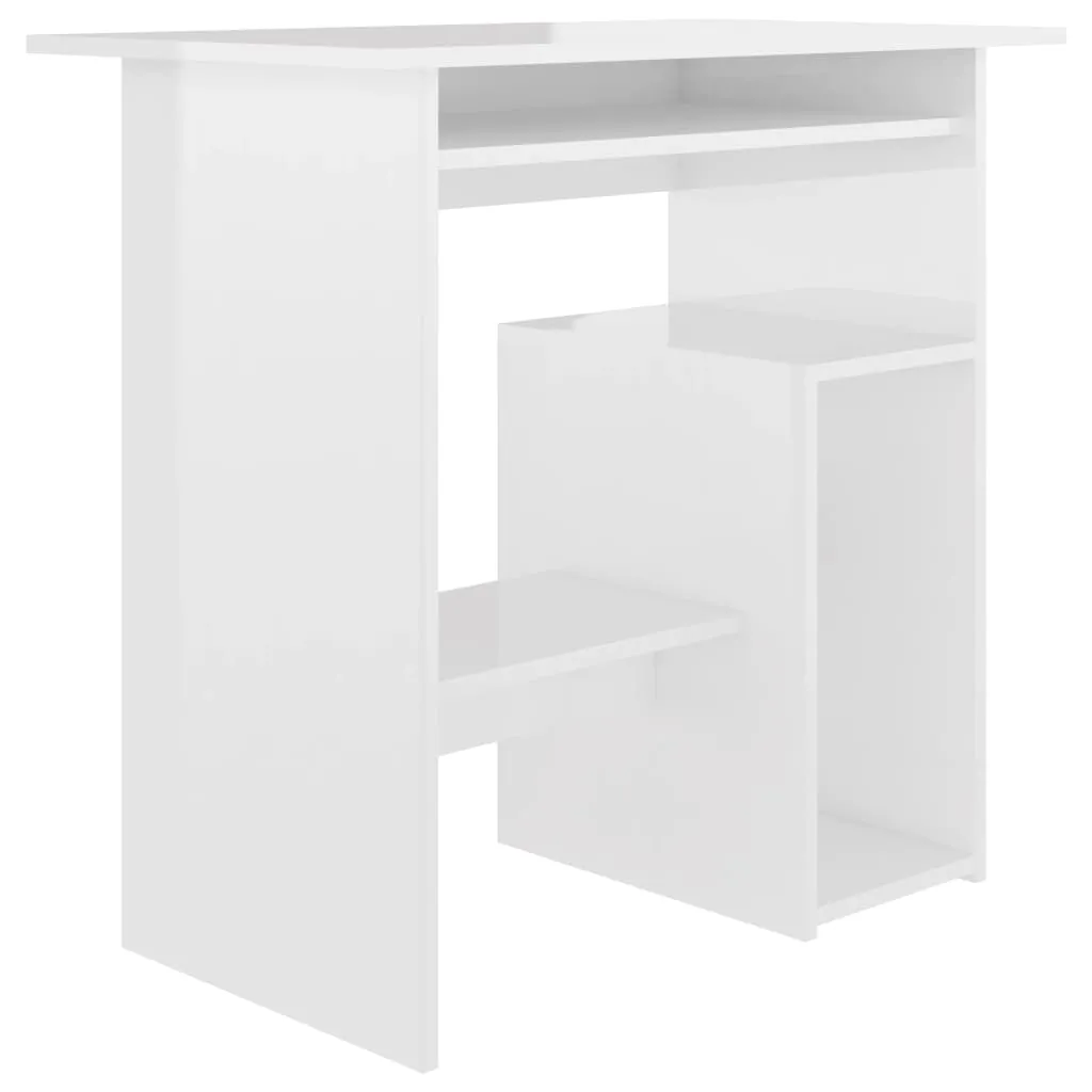 Desk High Gloss White 80x45x74 cm Chipboard