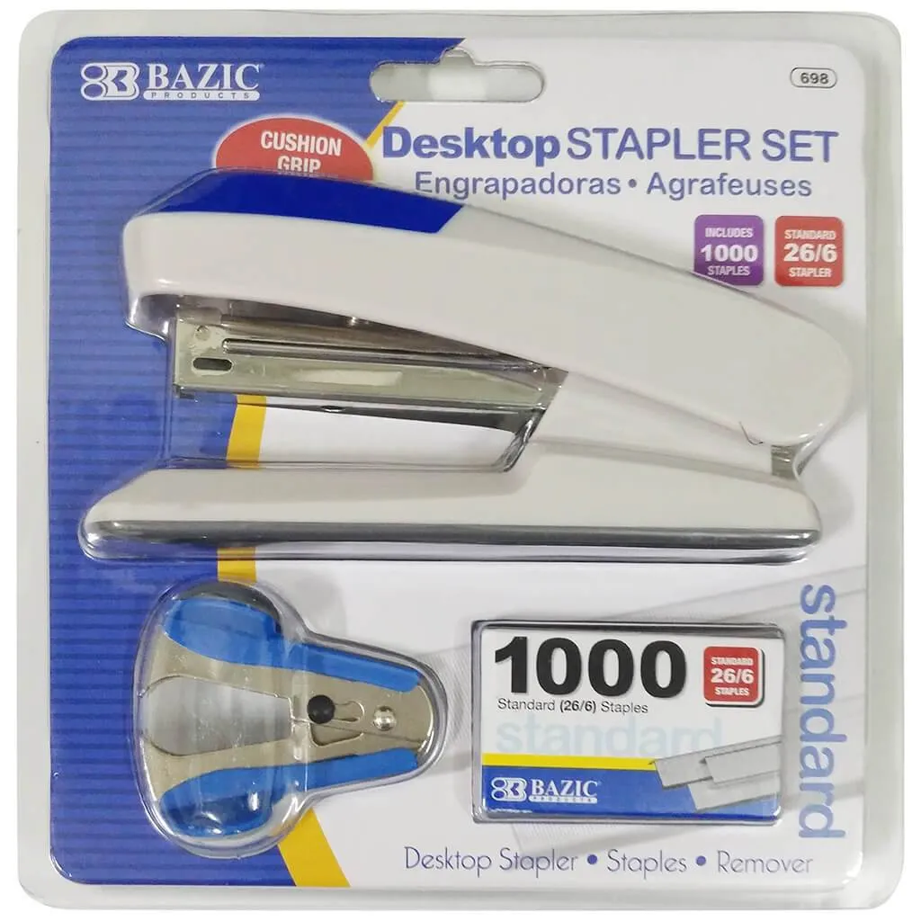 Desktop Stapler Set Comfort Grip Blue