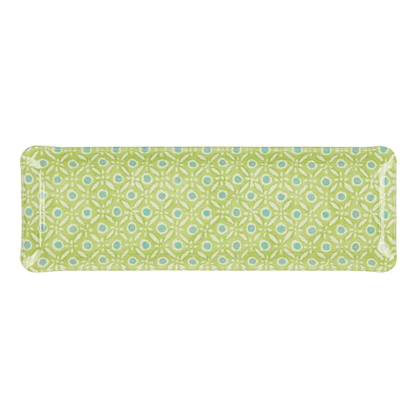 Fabric Tray Oblong Batik Dots Green/Aqua