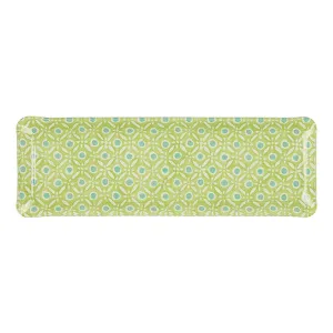 Fabric Tray Oblong Batik Dots Green/Aqua