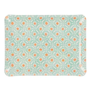 Fabric Tray Small Batik Dots Aqua/Coral