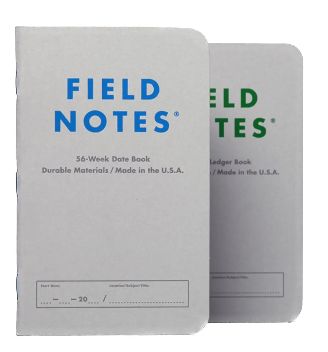 Field Notes Index: Ledger &amp; Date Books with receipt pockets - set of 2