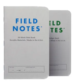 Field Notes Index: Ledger &amp; Date Books with receipt pockets - set of 2