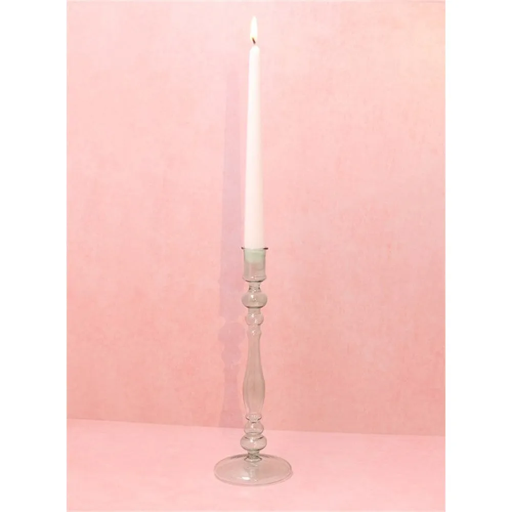 Gisela Graham 27cm Sage Green Slim Piped Candlestick Holder