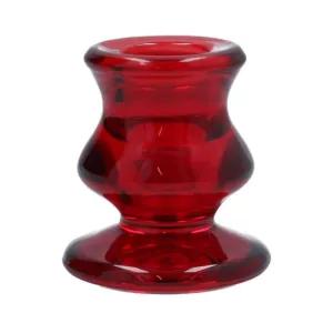 Gisela Graham 6cm Red Glass Candlestick