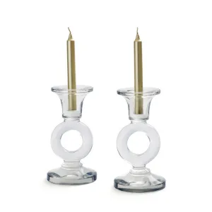 Glass Ring Candlesticks