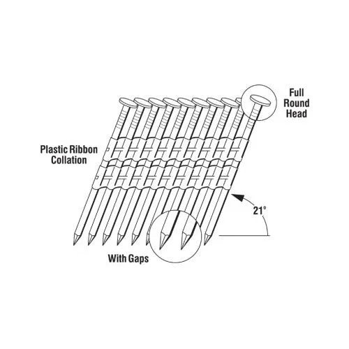 Grip-Rite GR014 3" XS .131" 21 Degree Plastic Collated Vinyl Coated Framing Nail