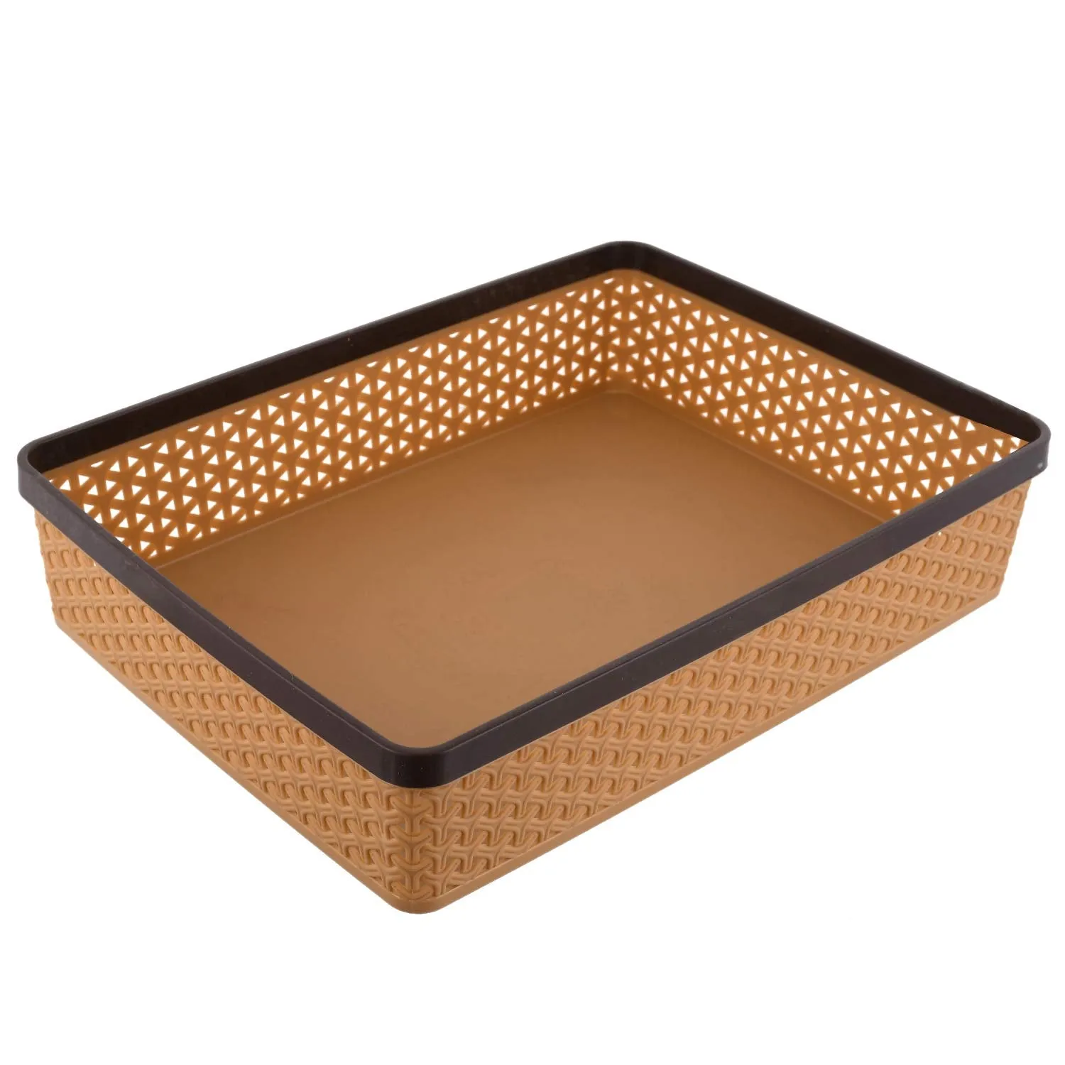 Kuber Industries Plastic 2 Pieces Solitaire Stationary Office Tray, File Tray, Document Tray, Paper Tray A4 Documents/Papers/Letters/Folders Holder Desk Organizer (Brown & Coffee), Rectangular