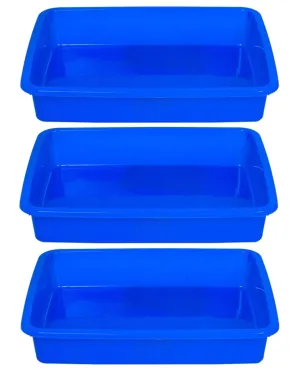 Kuber Industries Plastic 3 Pieces Medium Size Stationary Office Tray, File Tray, Document Tray, Paper Tray A4 Documents/Papers/Letters/Folders Holder Desk Organizer (Blue)-Ctktc42791