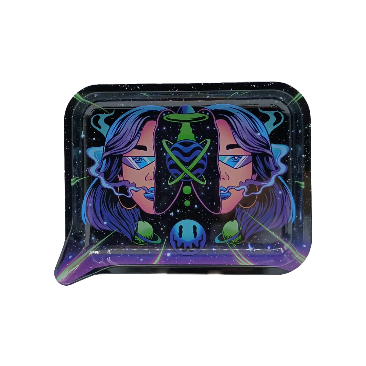 Medium Funnel Rolling Tray With 3D Lids (Planet Rock Girl)