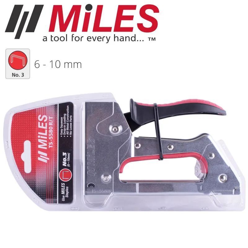 MILES STAPLE GUN METAL BODY RUBBER GRIP 22G 6-10MM JT21 STAP RELOAD IND MILTS5580R