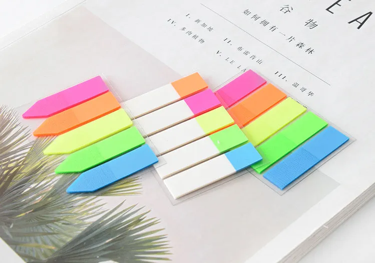 Neon Sticky Notes Office Stationery Supplies - Set of 5