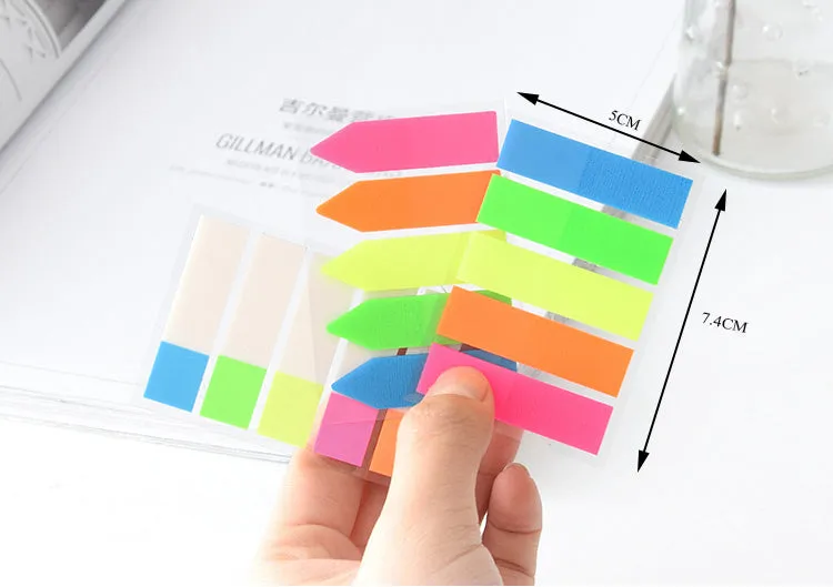 Neon Sticky Notes Office Stationery Supplies - Set of 5