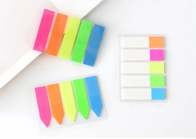 Neon Sticky Notes Office Stationery Supplies - Set of 5