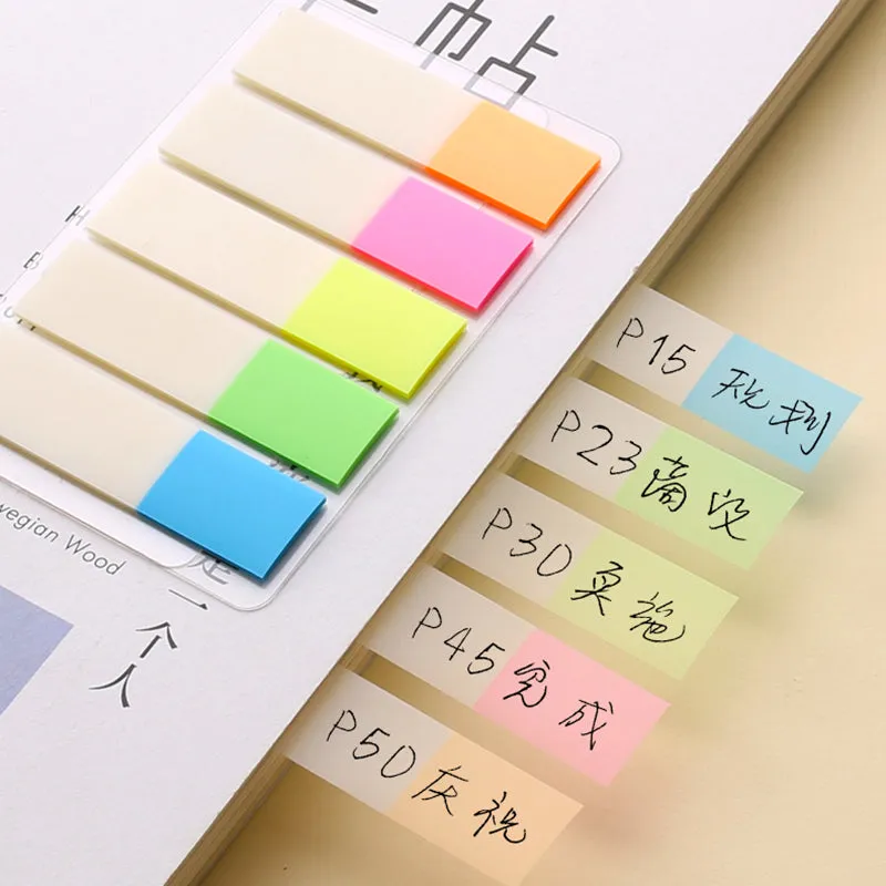 Neon Sticky Notes Office Stationery Supplies - Set of 5