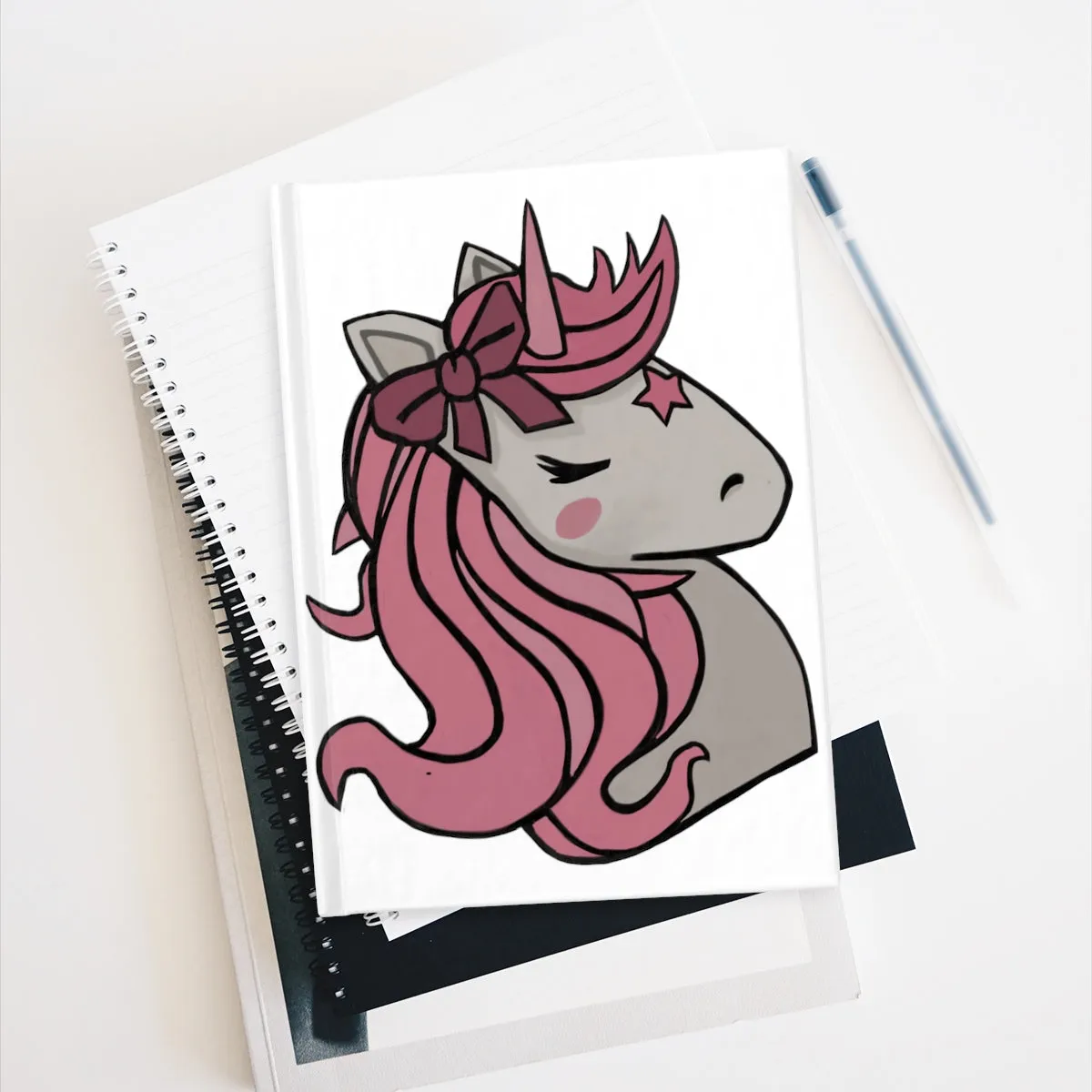 Pink Hair Unicorn Head Journal - Blank