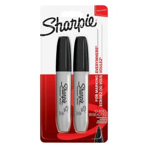 Sharpie Chisel Tip Black Ink Permanent Marker 2 Pieces