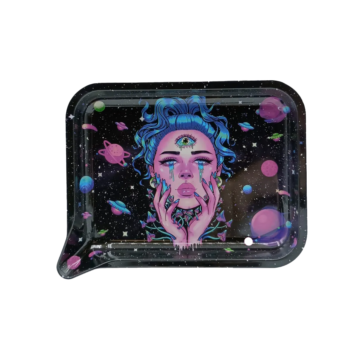 Small 3D Rolling Tray With Magnetic Lid Cover (Blue Hair Girl Cry)