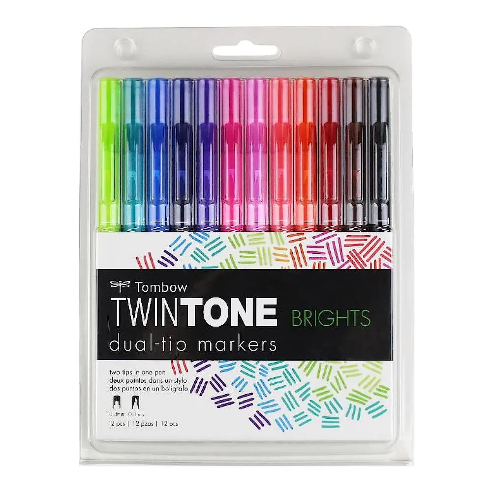 Tombow Twintone Marker Set 12pk Bright